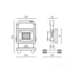 Naświetlacz LED z akumulatorem TIGRA 20W 1600lm Neutralny