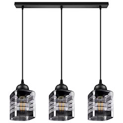 Lampa wisząca 3xE27 Trivo czarna ze szklanymi kloszami
