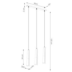 Lampa wisząca potrójna Prysm listwa 3xG9 biała