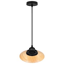 Lampa wisząca CIRVO GX53 okrągła czarna-drewno
