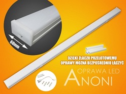 Oprawa LED liniowe łączenie 60cm 20W biała dzienna barwa światła