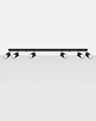 Lampa sufitowa reflektory NERO 6 czarna/chrom