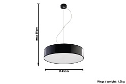 Lampa wisząca plafon ARENA 45 cm 3xE27 czarny