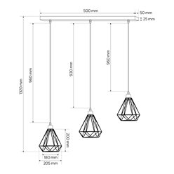 Lampa wisząca ALAMBRA SORO 3xE27 czarna