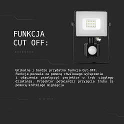 Reflektor LED V-TAC 20W SAMSUNG Czujnik Cut-OFF Czarny VT-20-S 6400K 1600lm 