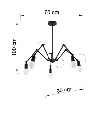 Żyrandol industrialny STARK 5xE27 czarny
