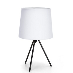 Metalowa lampa stołowa E14 z białym kloszem i czarną podstawą