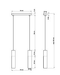 Lampa wisząca tuby BORGIO 2 czarna 2xGU10