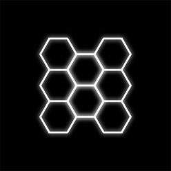 Lampa LED Hexagon 8xHEX czarna 280W 6500K