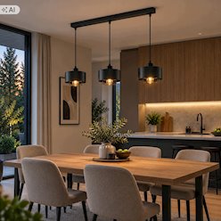Potrójna lampa wisząca E27 Velto Loft listwa 60cm czarna