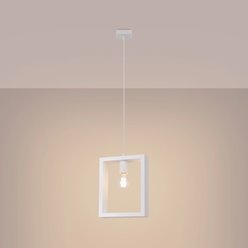 Lampa wisząca drewniana Aries 1xE27 biała