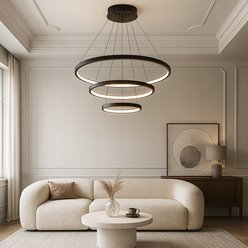 Lampa wiszące okręgi LED Rings 20-40-60 cm 77W czarna