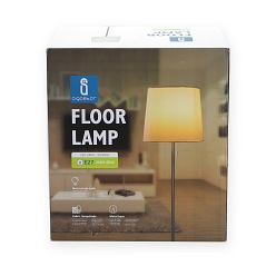 Lampa podłogowa czarna z białym kloszem 1xE27