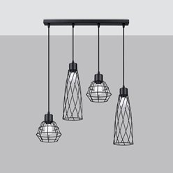 Lampa wisząca designerska SUBA 4xE27 czarna