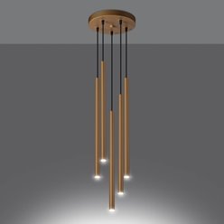 Lampa wisząca tuby PASTELO 5xG9 złota - okrągła podsufitka