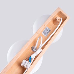 Lampa drewniana z mleczną kulą 3xG9 naturalne drewno