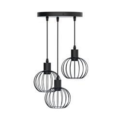 Lampa wisząca Alan Triple 3xE27 z drucianymi kloszami