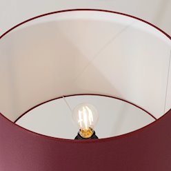 Lampa podłogowa drewniana Natt 1xE27 z burgundowym abażurem