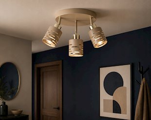 Lampa sufitowa ruchoma 3xE27 Timber okrągła beżowa-złota