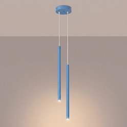 Lampa wisząca podwójna tuba Pastelo 2xG9 błękitna