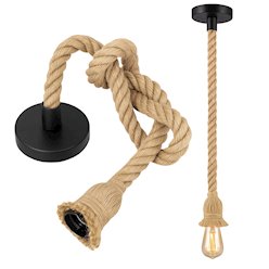 Lampa wisząca sznur 1xE27 120cm czarna podsufitka