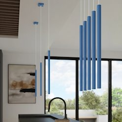 Lampa wisząca podwójna tuba Pastelo 2xG9 błękitna