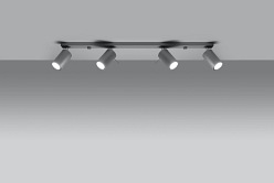 Lampa sufitowa 80cm z 4 reflektorami RING GU10 Szara