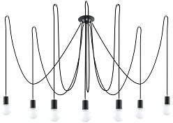 Żyrandol wiszące żarówki EDISON 7xE27 Czarny