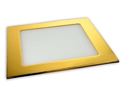 Panel LED 12W złota ramka,  podtynkowy, kwadrat - b. dzienna