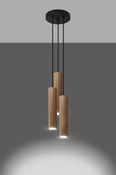 Lampa wisząca potrójna LINO 3P naturalne drewno