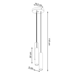 Lampa wisząca Cylindry LAGOS 3P biała 3xGU10