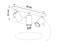 Lampa sufitowa 45cm z 3 reflektorami RING GU10 Szara