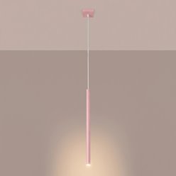 Lampa wisząca pojedyncza tuba Pastelo 1xG9 różowa