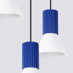 Lampa wisząca potrójna Estria 3xE14 biało-ultramarynowa