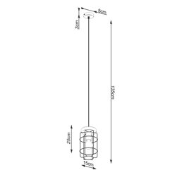 Lampa wisząca Loft GOTTO 1xE27 drewno i czarny drut