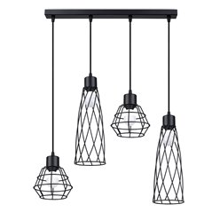 Lampa wisząca designerska SUBA 4xE27 czarna