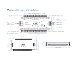 Sterownik schodowy LED ES32 32-kanały Mono + podświetlenie cyfrowe