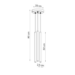 Lampa wisząca potrójna tuba Pastelo 3P 3xG9 brązowa