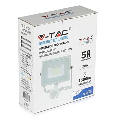 Halogen LED V-TAC 20W SAMSUNG Czujnik Cut-OFF Biały VT-20-S 6400K 1600lm 