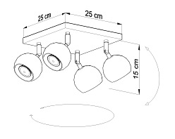 Lampa sufitowa kwadrat OCULARE 4xGU10 Biała