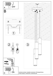 Lampa wisząca Tuby BORGIO 3P czarna 3xGU10