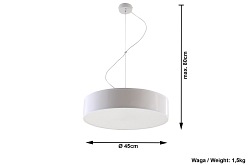 Lampa wisząca plafon ARENA 45 cm 3xE27 biały