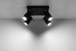 Lampa sufitowa reflektory RING 4xGU10 Czarna