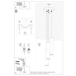 Lampa wisząca potrójna Lagos 3xGU10 okrągła ochra czerwona