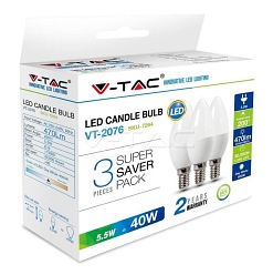Żarówka LED V-TAC 5.5W E14 Świeczka VT-2076 6400K 470lm