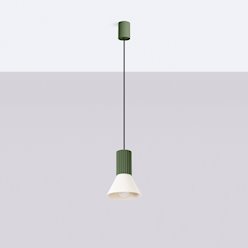Lampa wisząca loftowa Estria 1xE14 beżowa/zielona oliwka