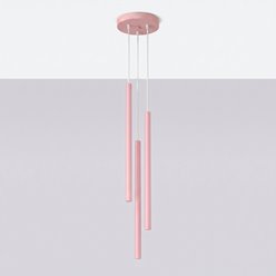 Lampa wisząca potrójna tuba Pastelo 3P 3xG9 okrągła różowa