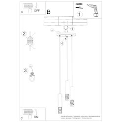 Lampa wisząca potrójna Lami 3P 3xGU10 okrągła biała