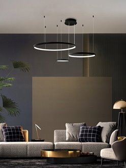 Nowoczesna lampa wisząca okręgi 40-60-80 cm 116W czarna