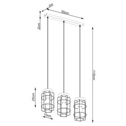 Lampa wisząca Loft GOTTO 3xE27 drewno i czarny drut